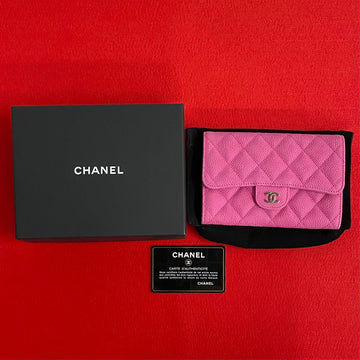 Chanel Caviar Leather Bifold Wallet Pink
