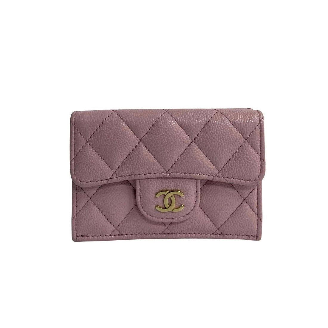 Chanel Caviar Skin Tri-Fold Mini Wallet Pink