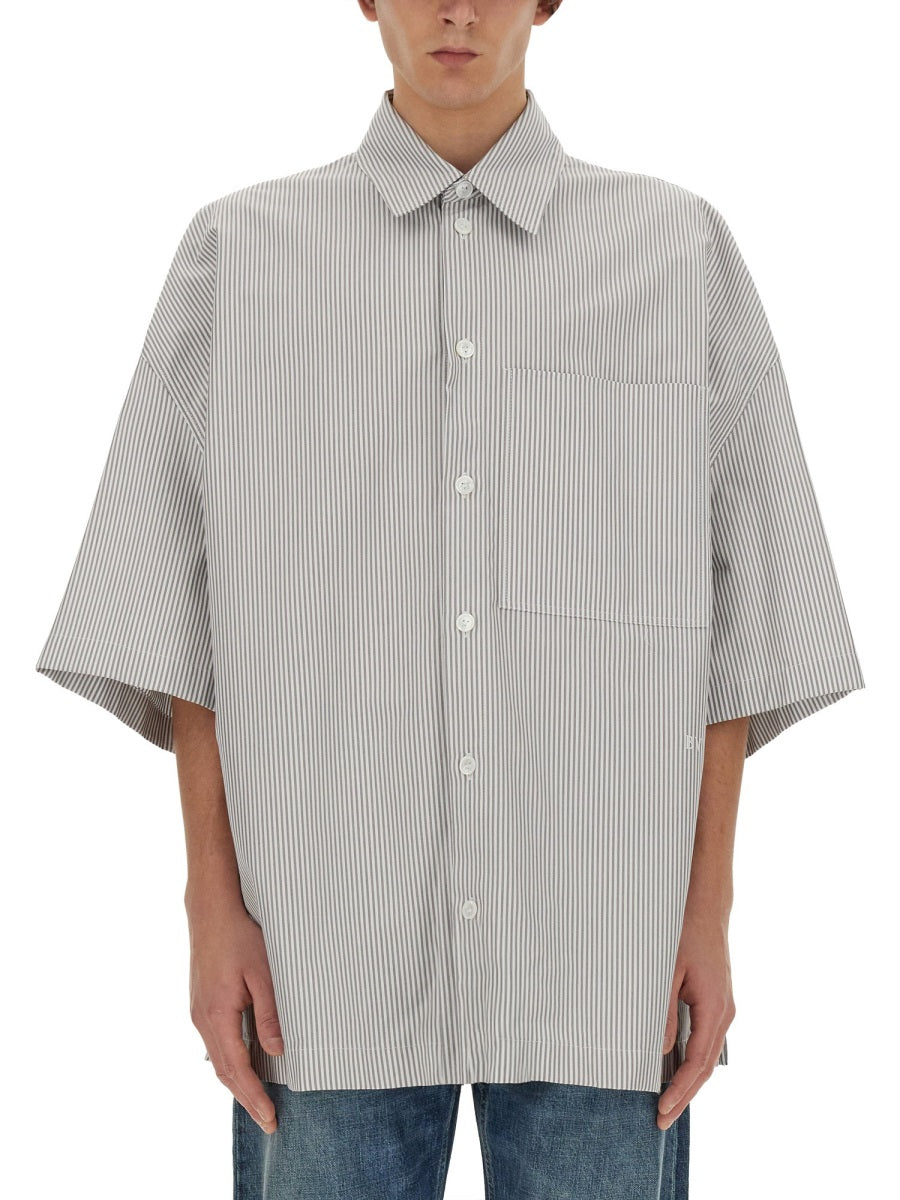BOTTEGA VENETA Striped Overshirt with BV Embroidered - Size 48
