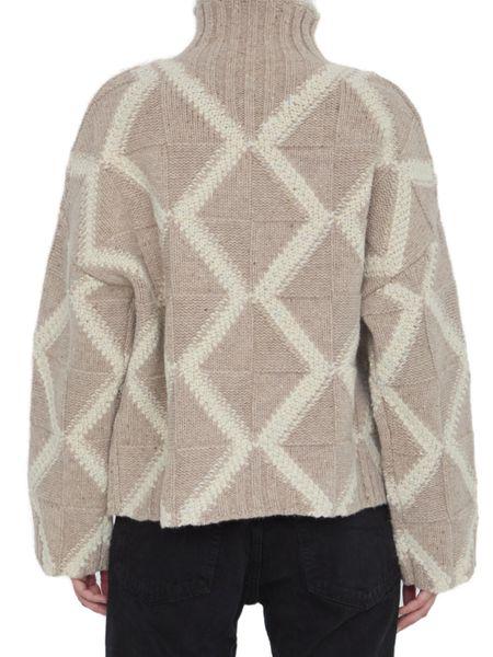BOTTEGA VENETA Turtleneck Argyle Intarsia Sweater - Regular Fit