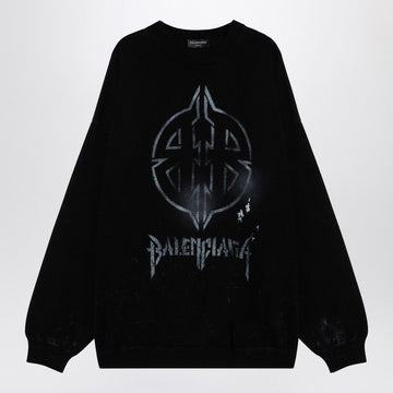 BALENCIAGA Oversized Cotton Blend Crew Neck Jumper with Print