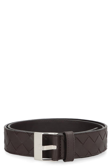 BOTTEGA VENETA Intrecciato Design Watch Belt with Metal Buckle (3.5 cm)