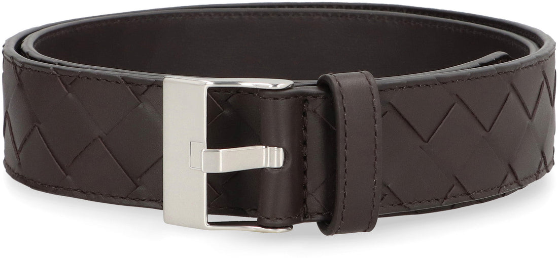 BOTTEGA VENETA Intrecciato Design Watch Belt with Metal Buckle (3.5 cm)