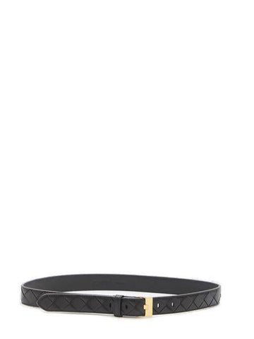 BOTTEGA VENETA Intrecciato Nappa Leather Belt with Gold-Tone Buckle - 2.5 cm Height