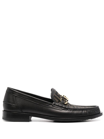 FENDI Multicolor Leather and Fabric Loafers