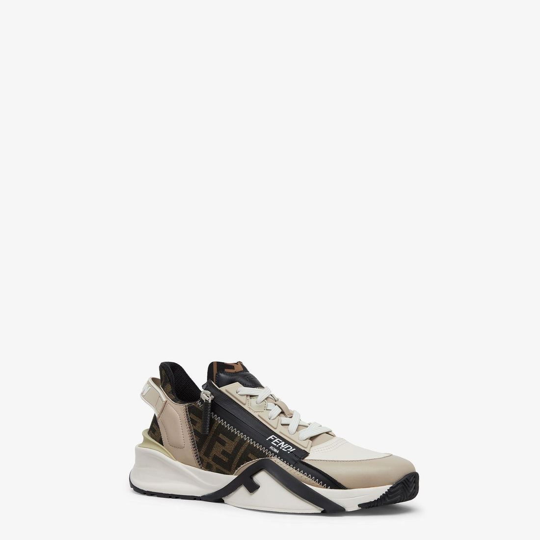 FENDI Multicolored Leather and Jacquard Sneakers for Men