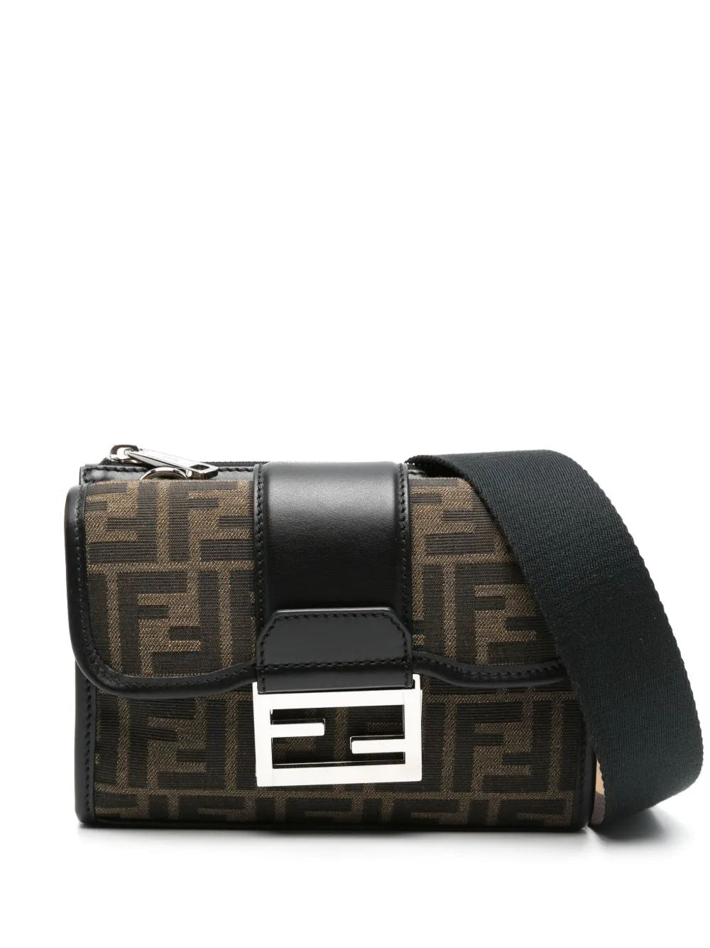FENDI Mini Double Handbag with Flap and Zip Compartments