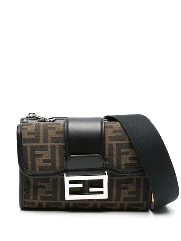 FENDI Mini Double Handbag with Flap and Zip Compartments