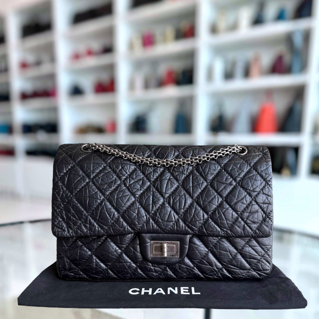 Chanel 2.55 Reissue 227 - Quilted Aged Calfskin Black Ruthenium Silver Hardware Series 13