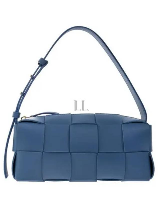 Bottega Veneta Brick Cassette Intrecciato Small Shoulder Bag Blue