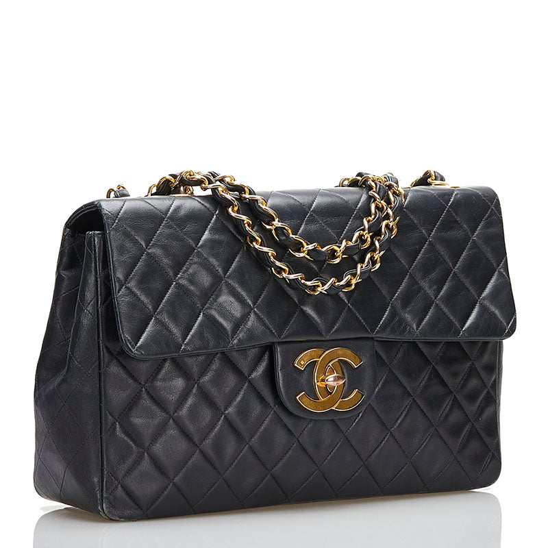 Chanel Mattress 34  Chain houlder Bag  Bag Black Gold   CHANEL