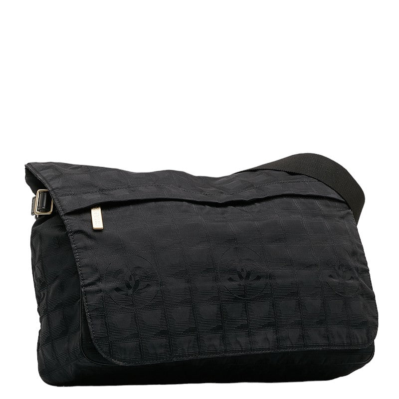 Chanel New Label Line Messengers Bag Gold   houlder Bag Black Nylon  CHANEL