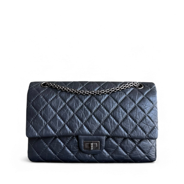 Chanel 2.55 Reissue 226 - Aged Quilted Calfskin Dark Grey Gray Ruthenium Silver Hardware Series 16