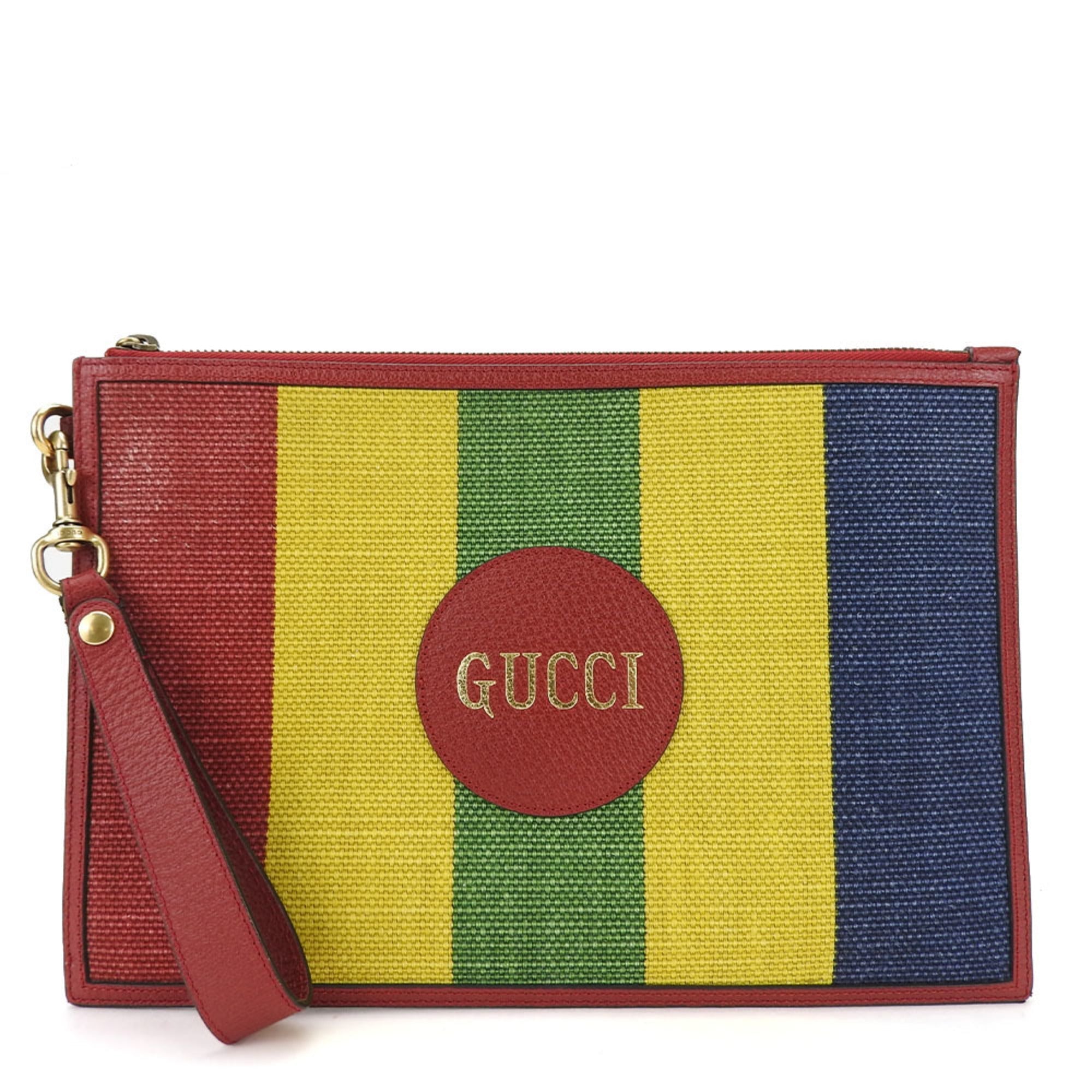 Gucci  Canvas Leather Clutch Bag