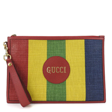 Gucci  Canvas Leather Clutch Bag