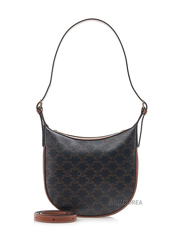 CELINE Heloise Triomphe Small Canvas Calfskin Shoulder Bag Tan