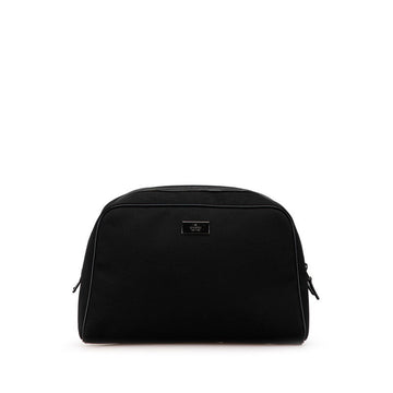 Gucci Logo Plate Canvas Leather Clutch Bag