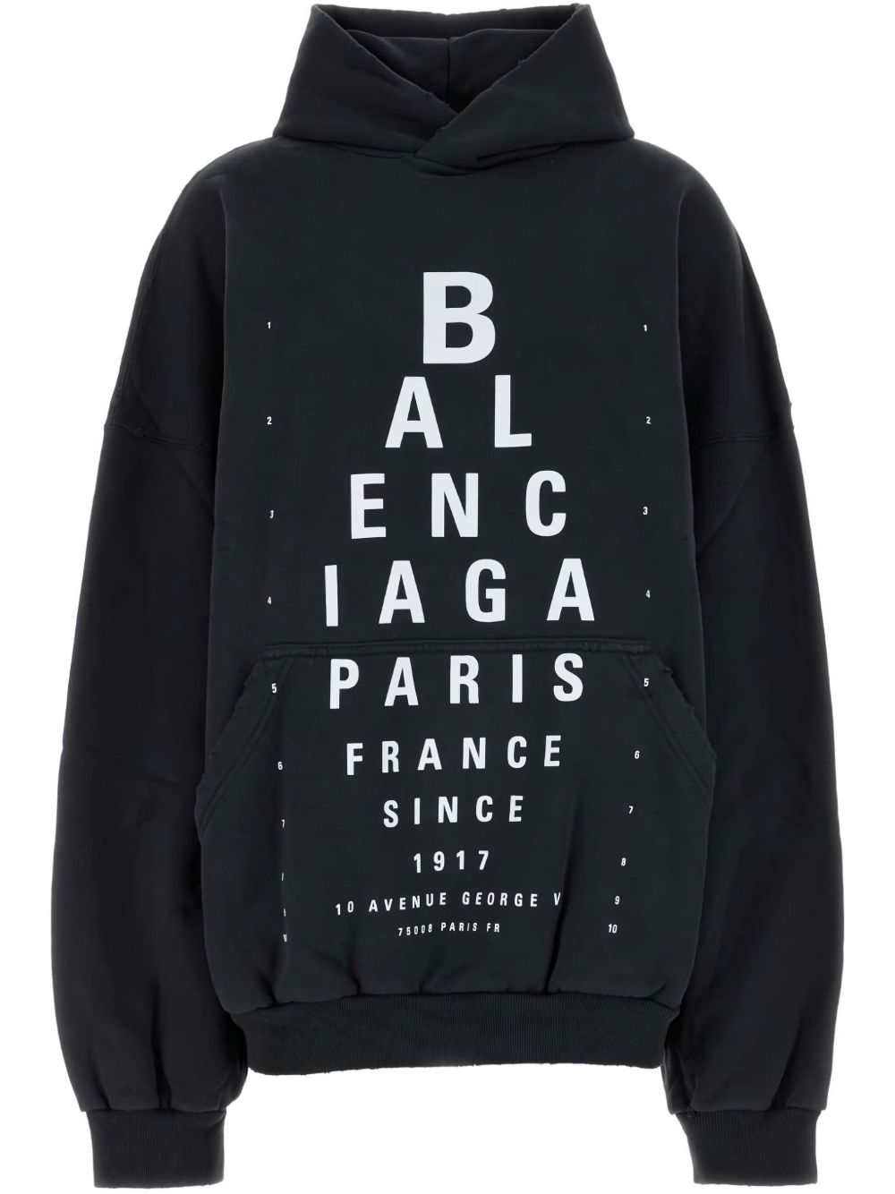 BALENCIAGA Classic Optical Cotton Hoodie with Pouch Pocket