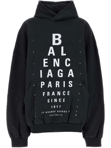 BALENCIAGA Classic Optical Cotton Hoodie with Pouch Pocket