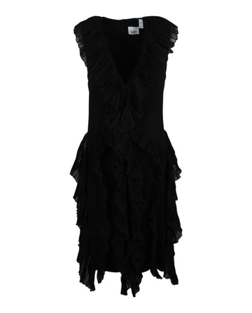 Burberry Womens Sleeveless Pleated Silk Dress