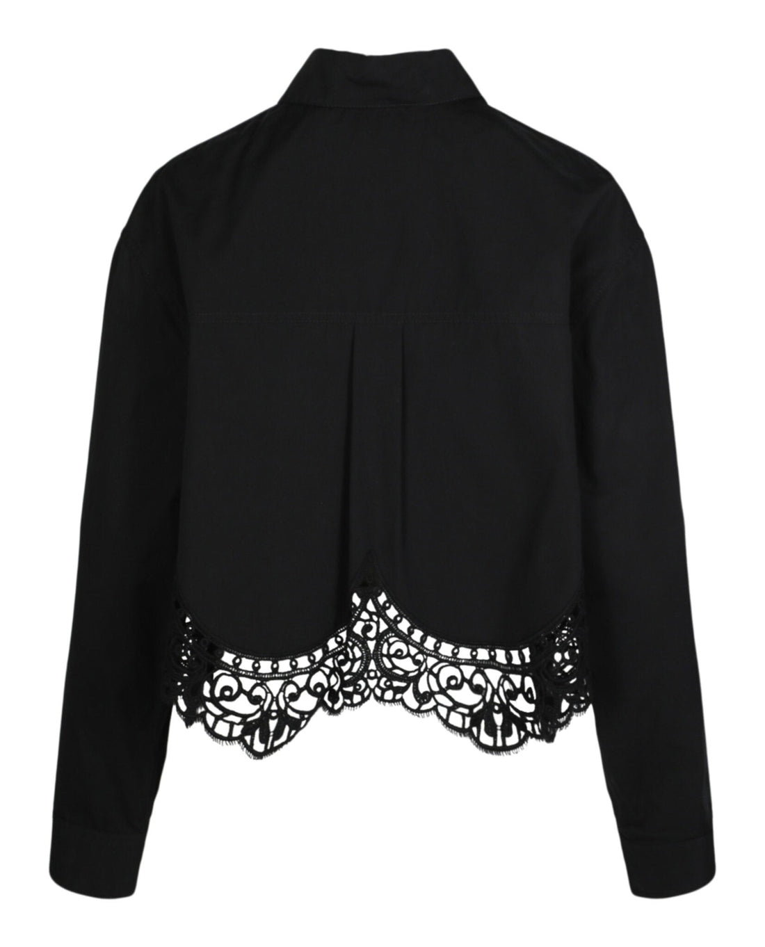 Burberry Womens Cropped Lace Hem Blouse