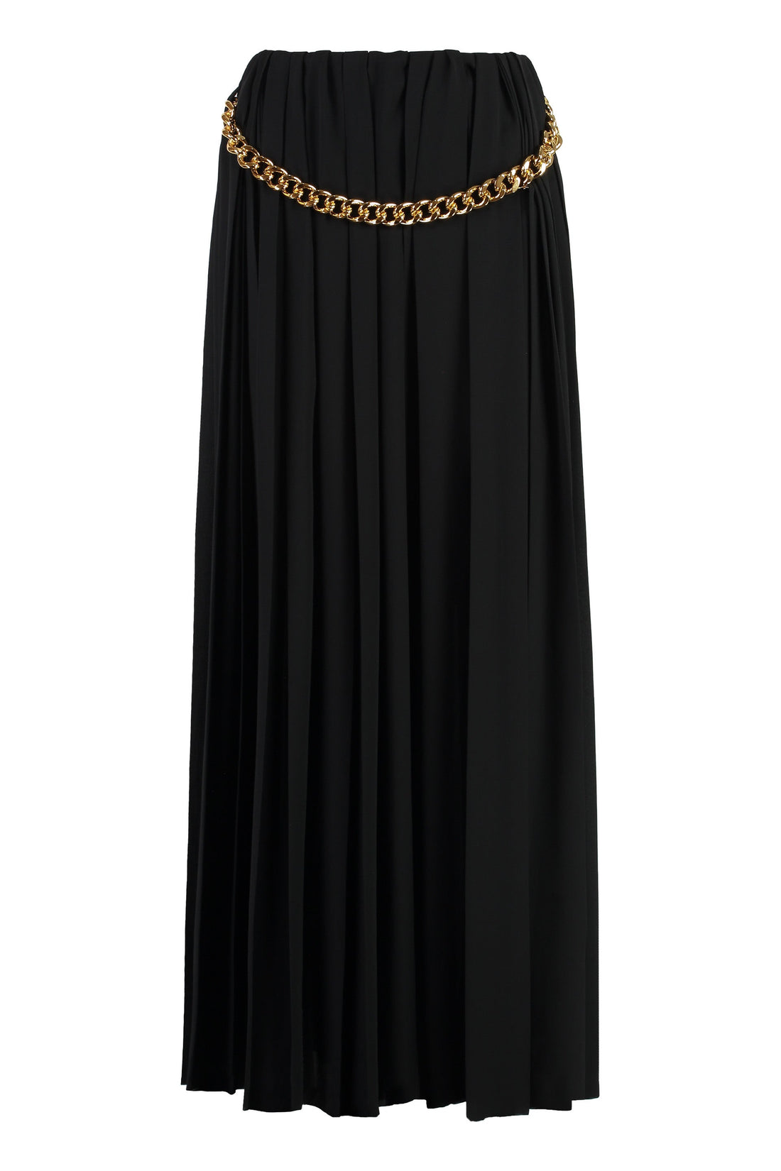 BALENCIAGA High-Waisted Pleated Skirt with Chain Detail - Ankle Length