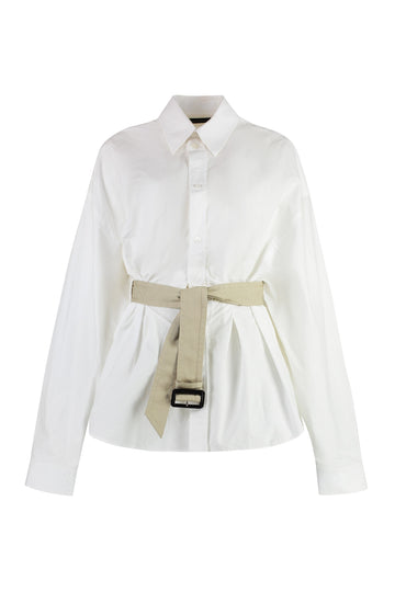 BALENCIAGA Cotton Shirt with Coordinated Waist Belt - Sizes up to 190 cm