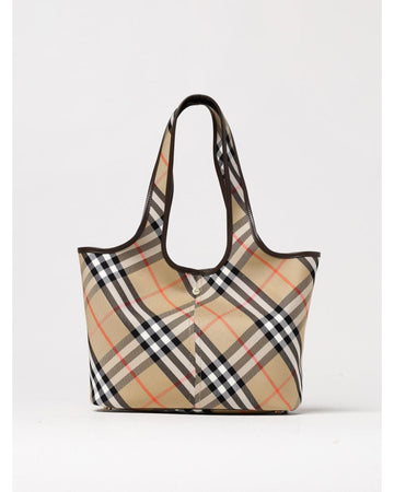Burberry Check Print Tote Shoulder Bag Women Nude
