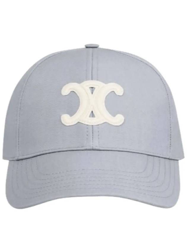 CELINE Triomphe Cotton Ball Cap Pearl Grey