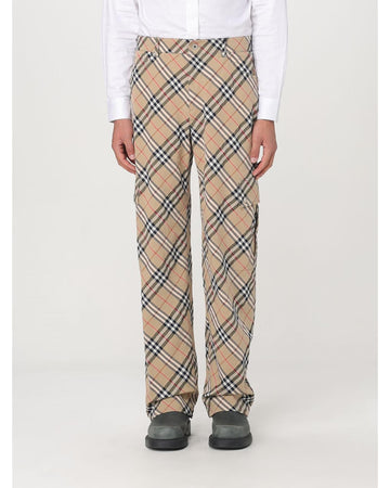 Burberry Cargo Pants Plaid Pattern Men Beige