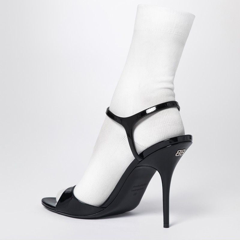 BALENCIAGA Avenue Sock Sandal in Patent Leather and Mesh - Women's