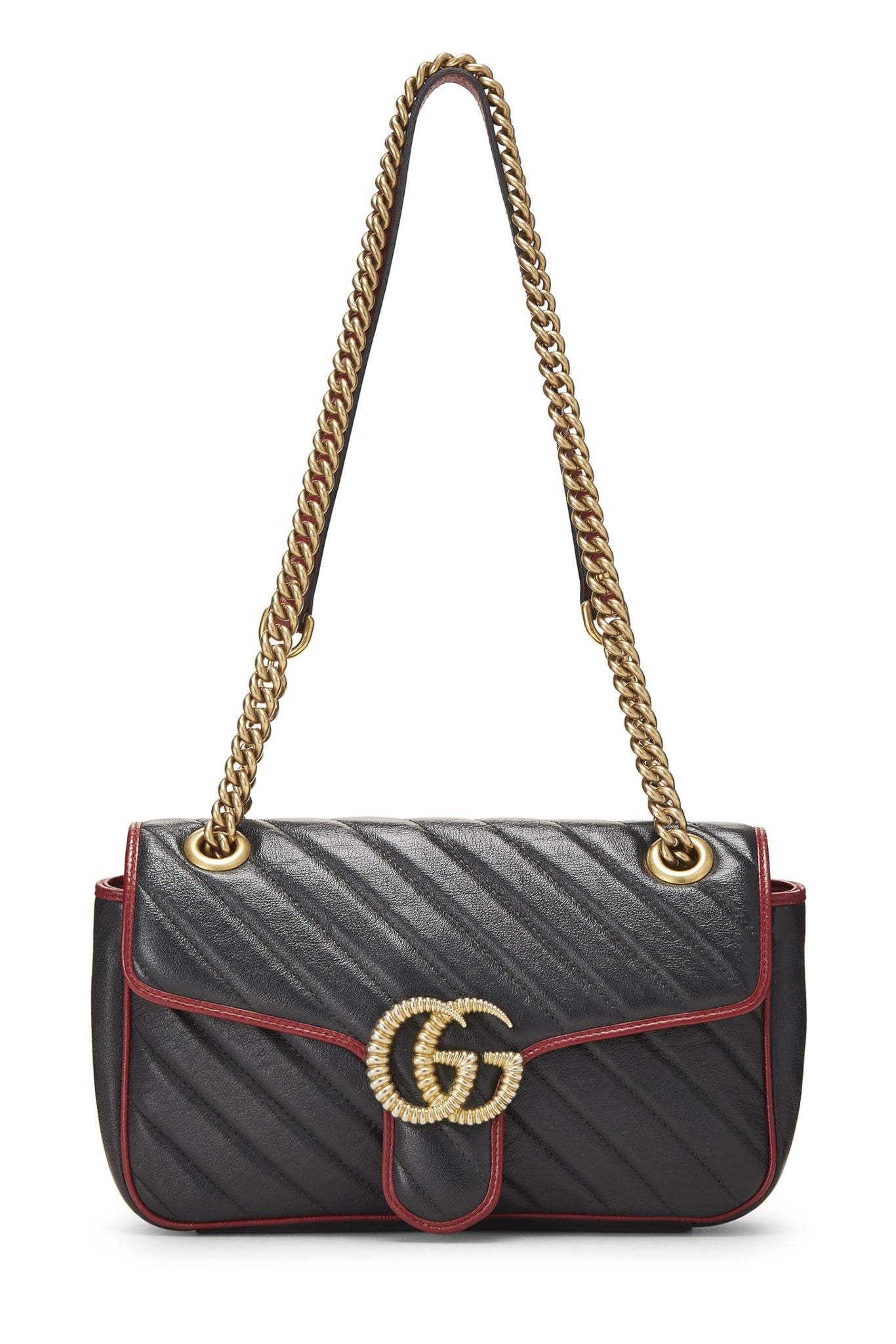 Gucci, Black Leather Torchon Marmont Shoulder Bag Small, Black