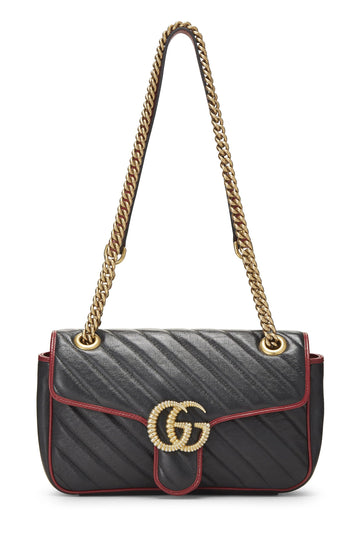 Gucci, Black Leather Torchon Marmont Shoulder Bag Small, Black
