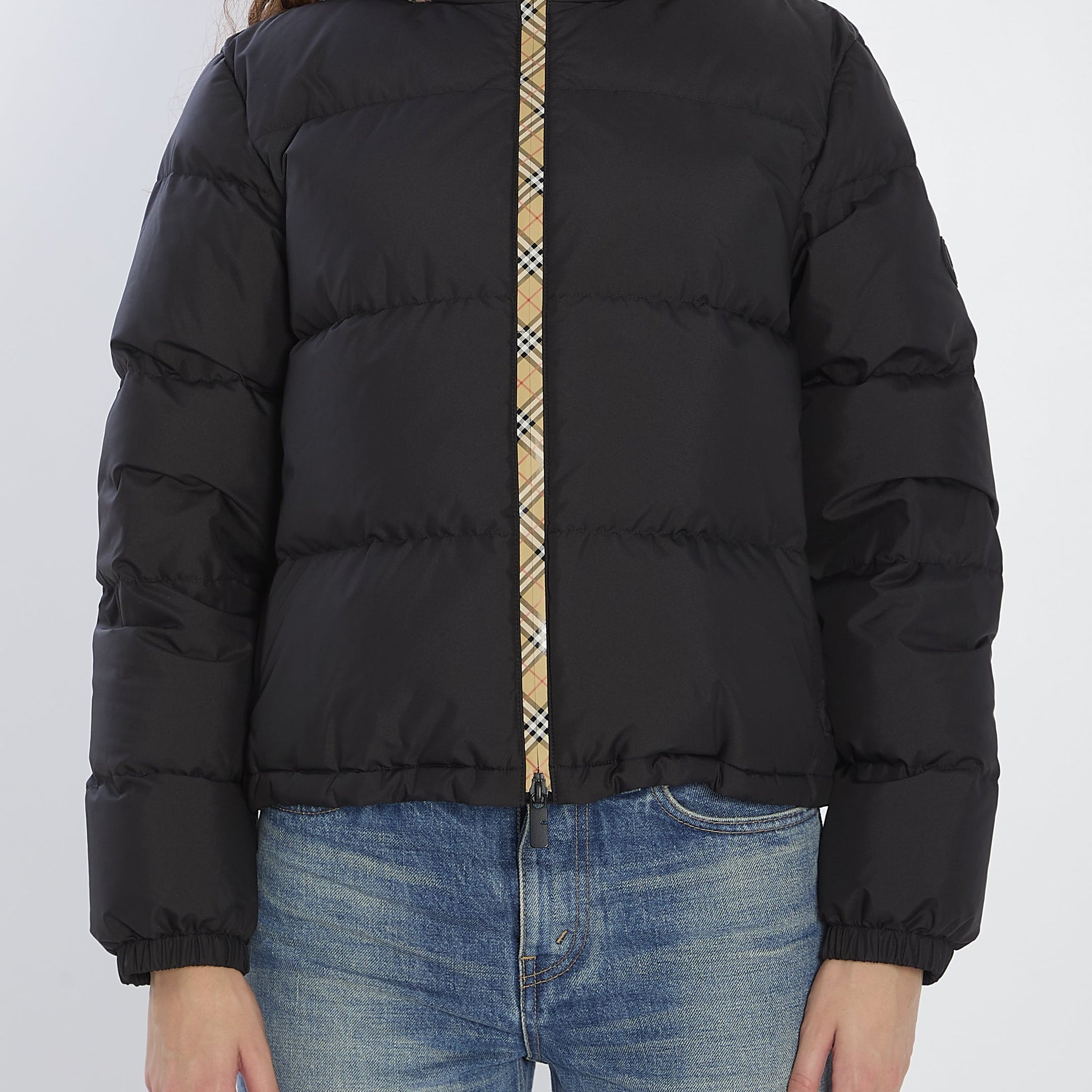BURBERRY Women's Cropped Puffer Jacket with Concealed Hood