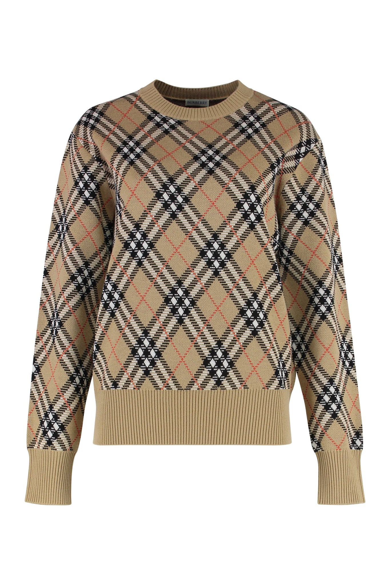 BURBERRY Wool Blend Pullover with Check Motif