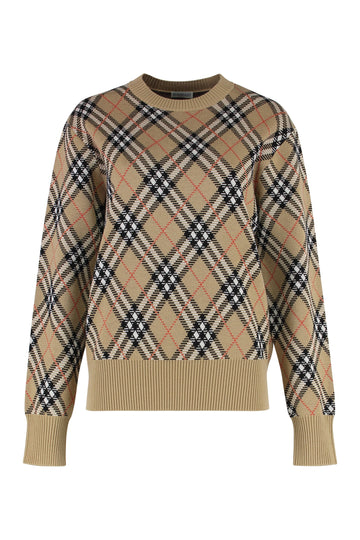 BURBERRY Wool Blend Pullover with Check Motif