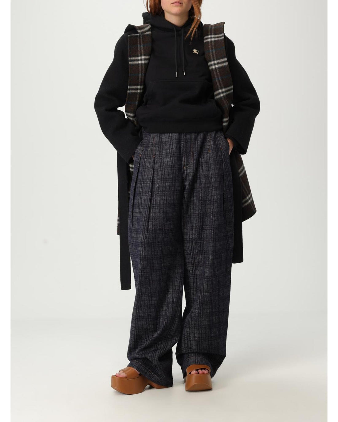 Burberry Belted Hooded Wool Coat Women Black