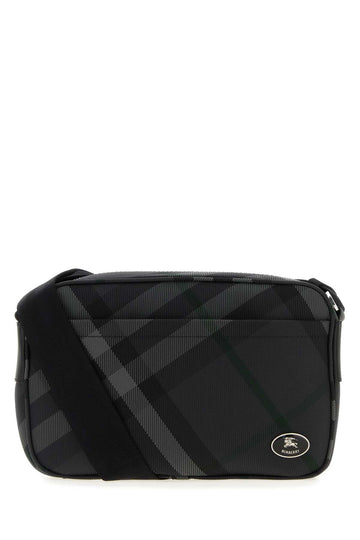 BURBERRY Embroidered Canvas Grid Slim Crossbody Handbag