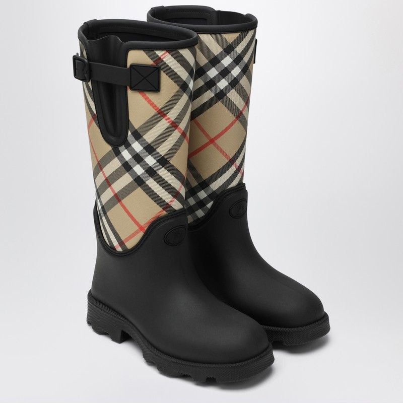 BURBERRY Vintage Check Rubber Rain Boots for Women