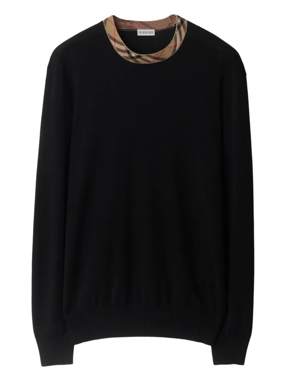 BURBERRY Check Trim Wool Sweater for Men