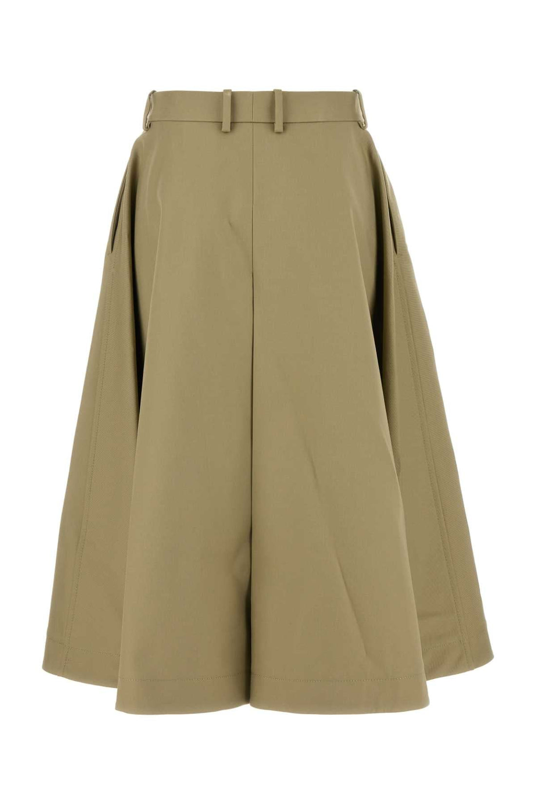 BOTTEGA VENETA Khaki Cotton Midi Skirt with Belt