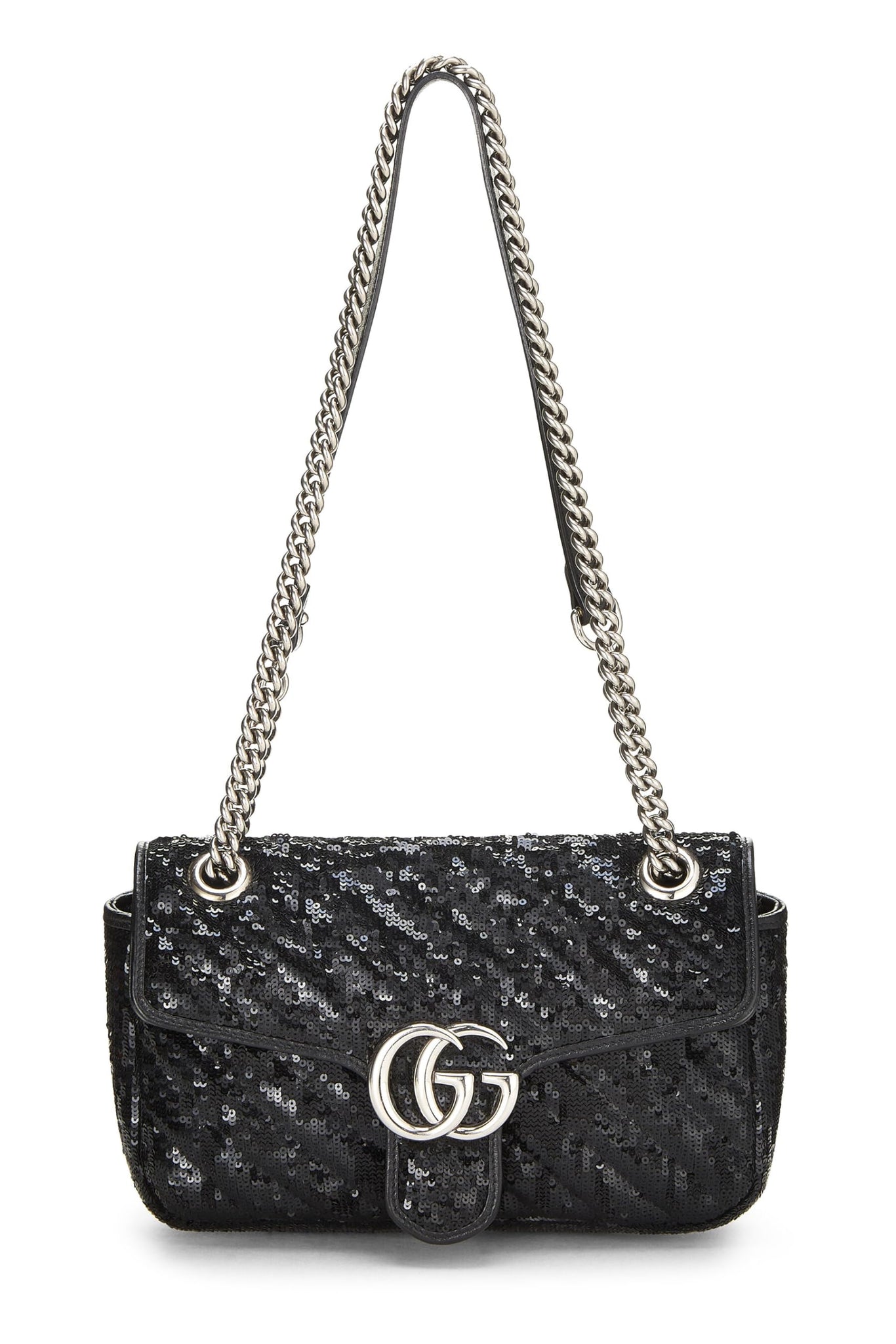 Gucci, Black Sequin GG Marmont Shoulder Bag Small, Black