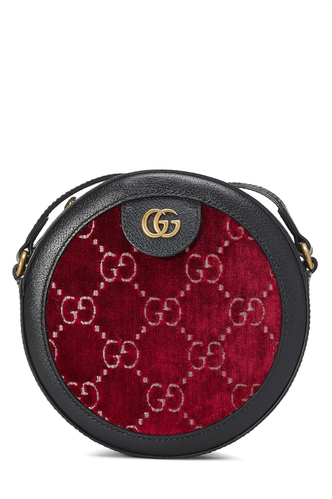 Gucci, Burgundy Velvet GG Marmont Round Shoulder Bag Mini, Burgundy