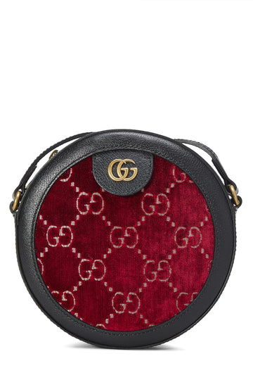 Gucci, Burgundy Velvet GG Marmont Round Shoulder Bag Mini, Burgundy