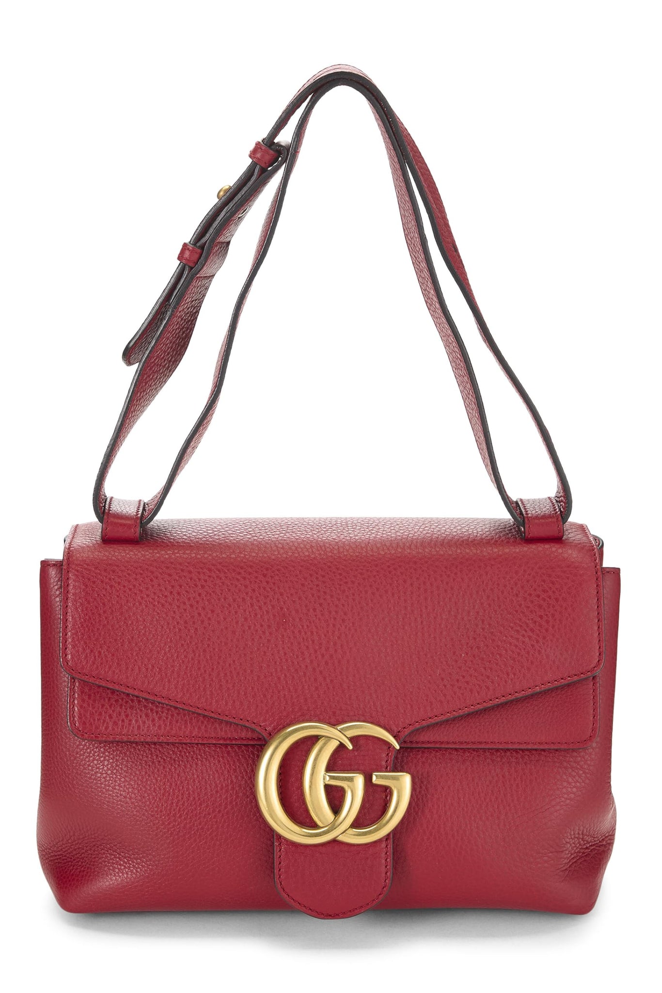 Gucci, Red Leather GG Marmont Shoulder Bag, Red