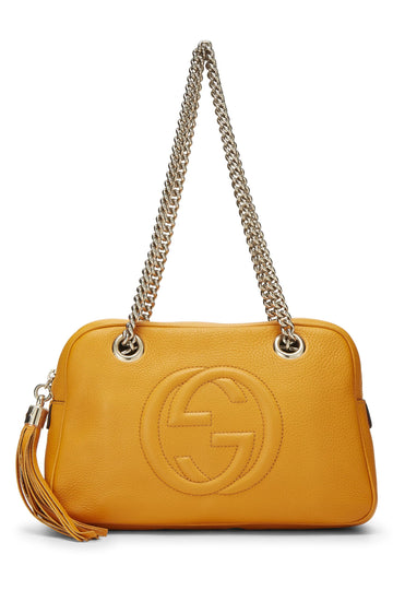 Gucci, Orange Leather Soho Chain Shoulder Bag, Orange