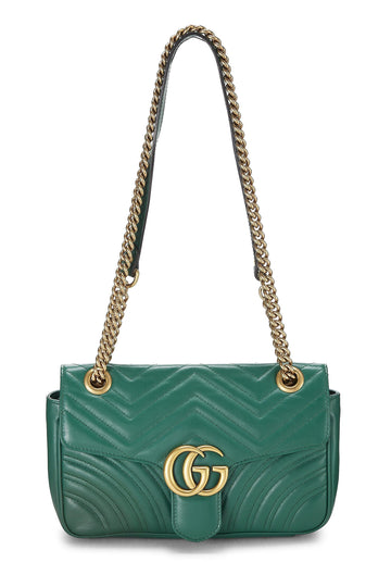 Gucci, Green Leather GG Marmont Shoulder Bag Small, Green