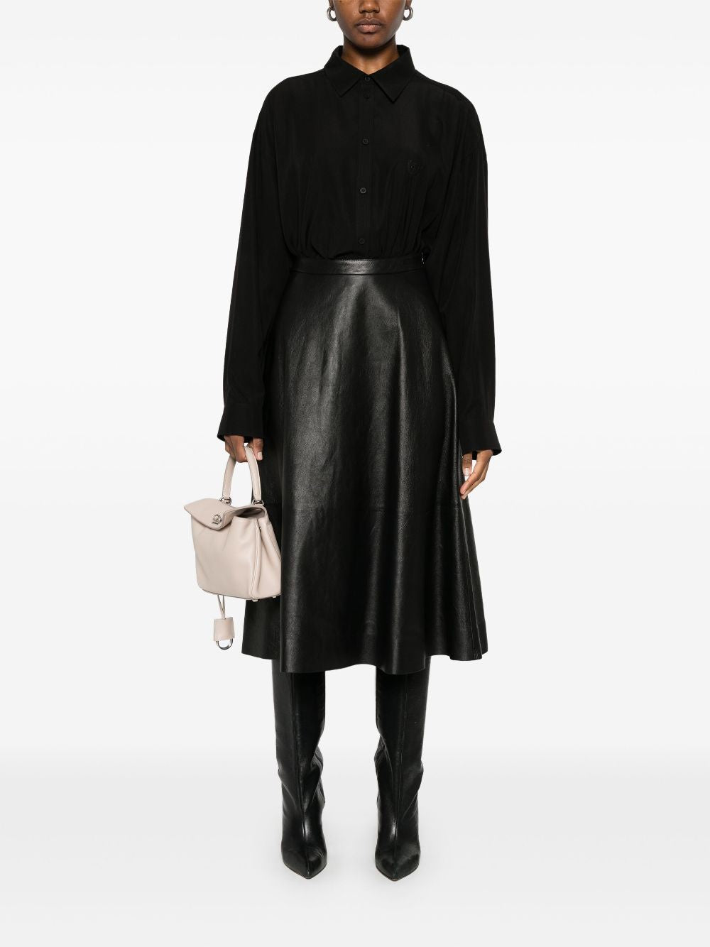 BALENCIAGA Flared Leather Skirt - High Waist Design