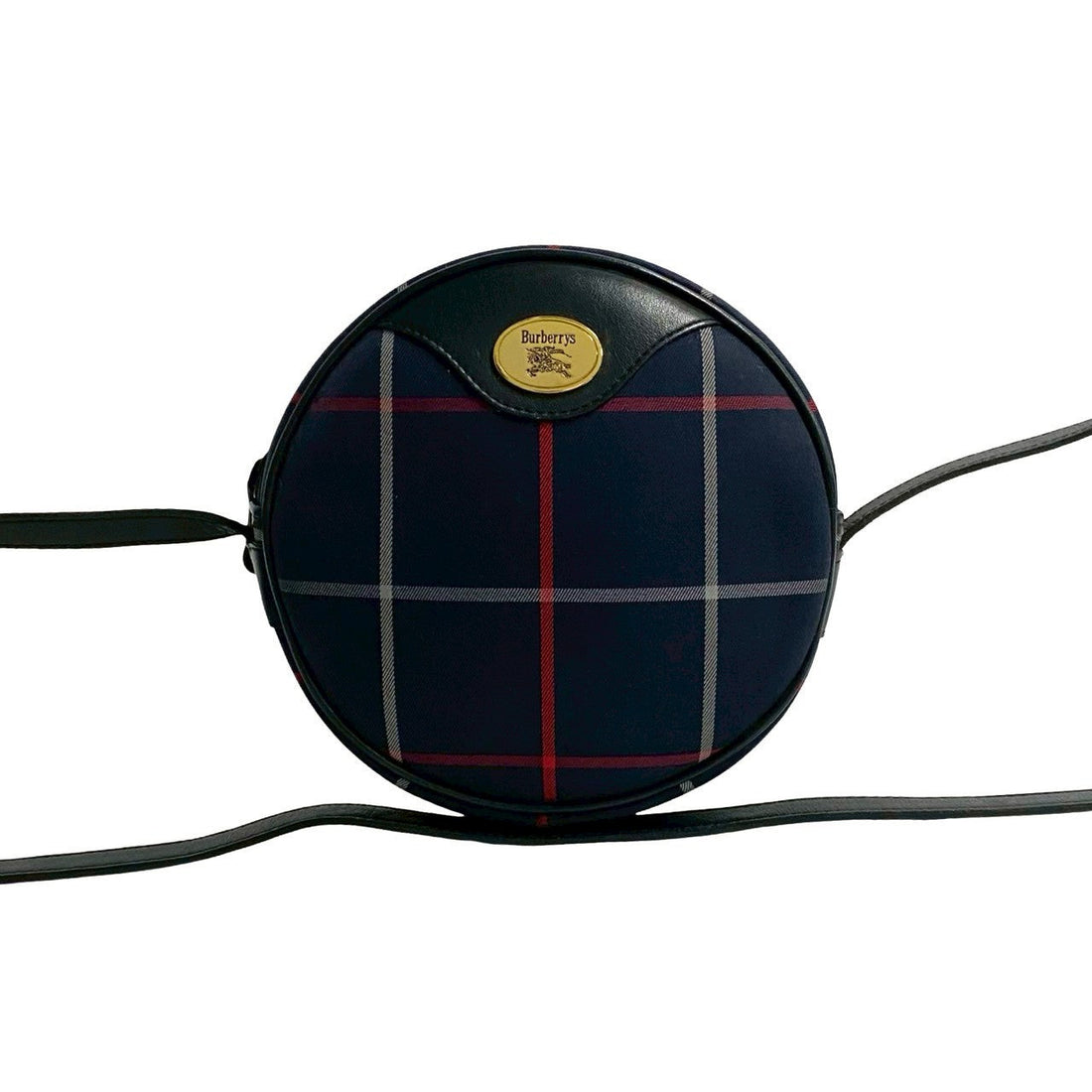 Burberrys Shadow Horse Logo Leather Canvas Shoulder Bag