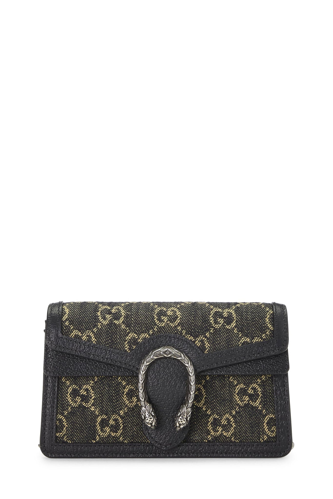 Gucci, Black Denim Dionysus Shoulder Bag Super Mini, Black